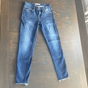 Dark Wash Raw Hem Flying Money Denim